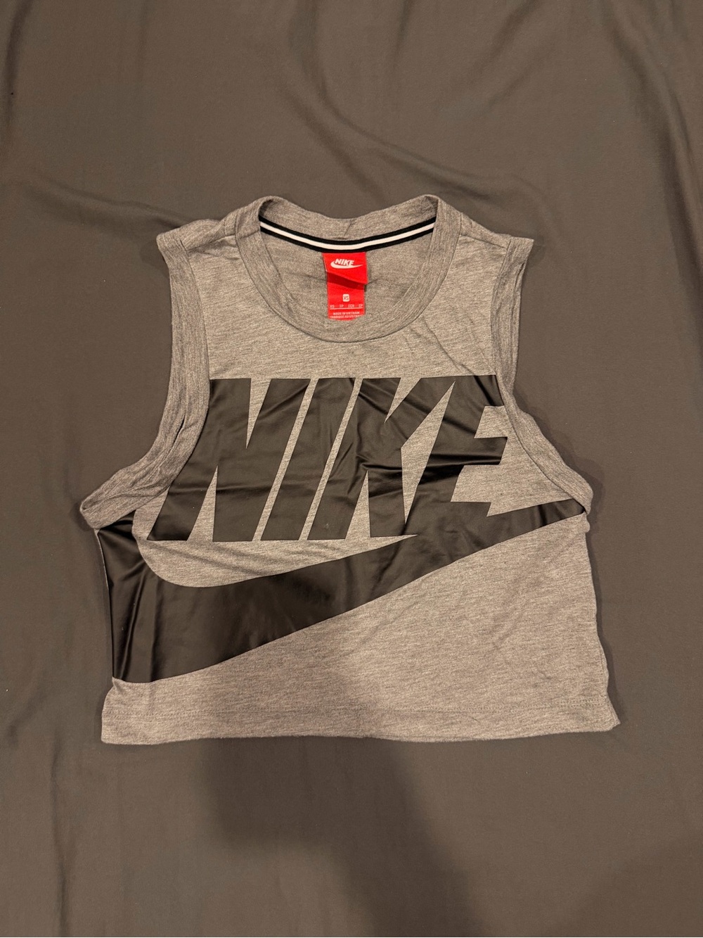 Nike Women’s Gray Muscle Tank with Black Logo